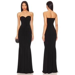 Norma Kamali Strapless Shirred Front Fishtail Gown Formal Party Classy Gala Sz M